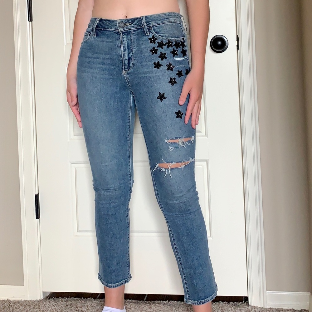 PAIGE Jacqueline Distressed Star Studded Jeans